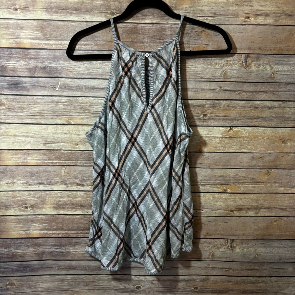 Bella Dahl Kia Halter Top Gray Diamond Plaid Size Medium EUC - Picture 8 of 8